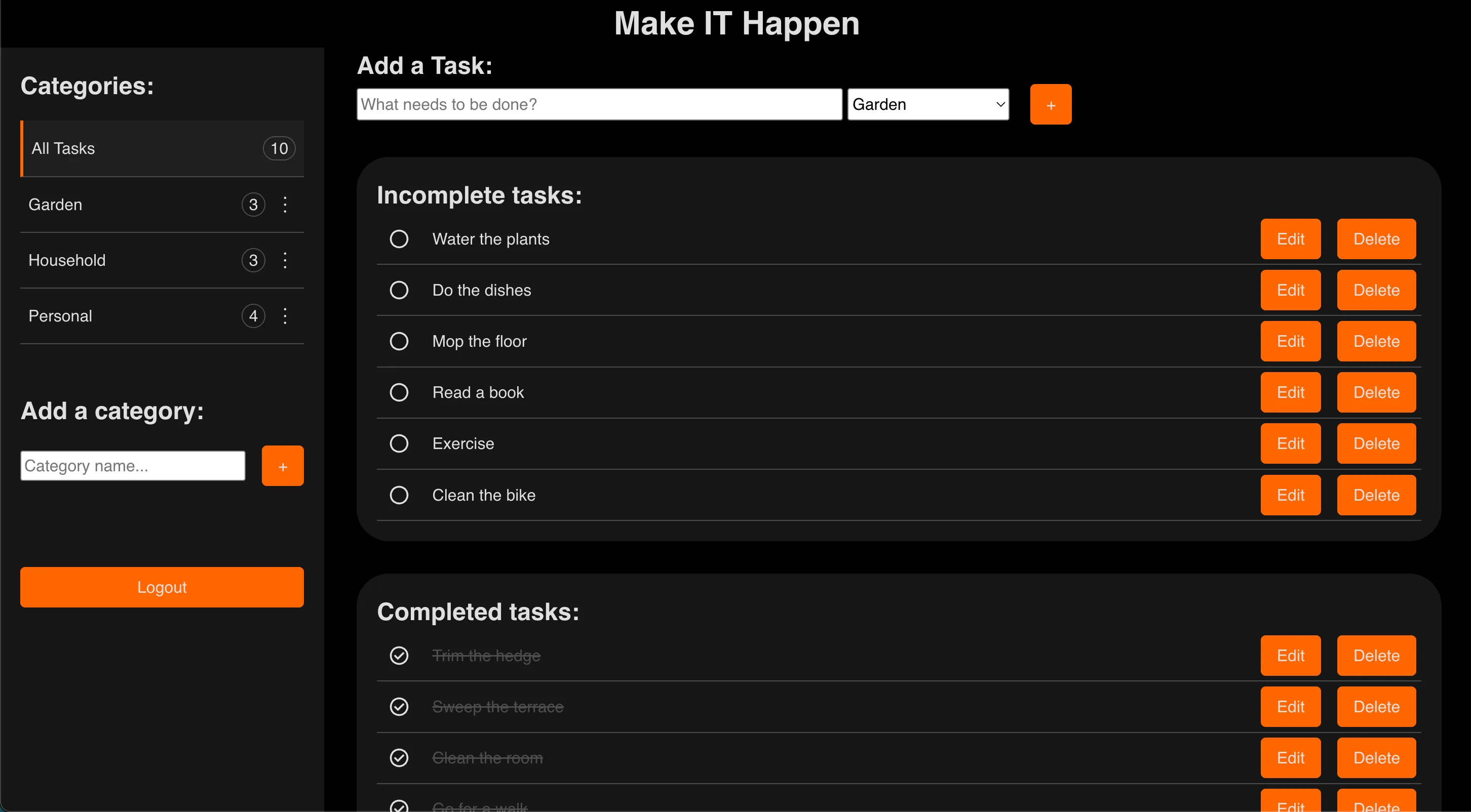 Screenshot of the To Do Application project