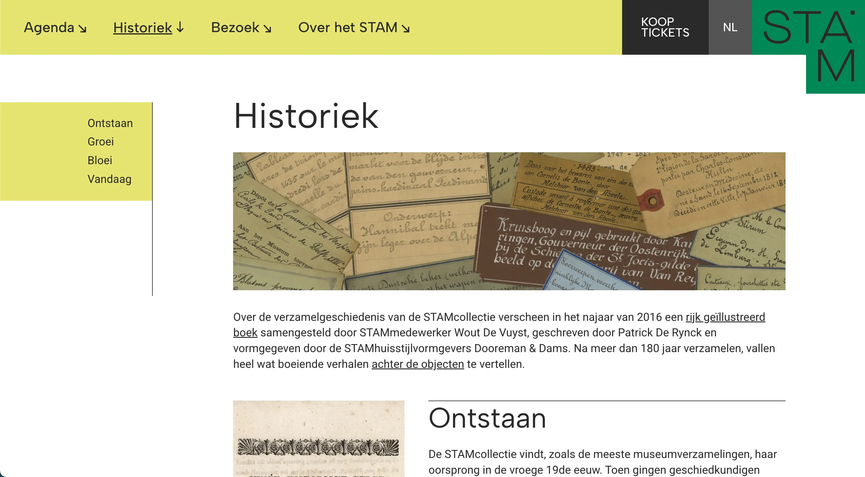 Screenshot of the STAM project